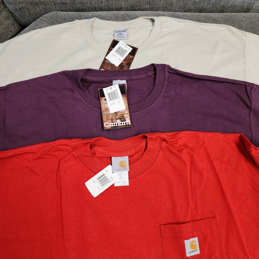Carhartt Men's T-Shirts Lot of 3 Size 2XL Relaxed Fit Short Sleeve NWT Red White